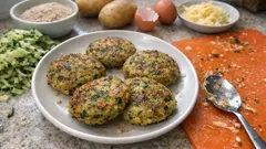 揚げないのに外カリッ：ズッキーニとじゃがいもの焼きベジバーガー（オーブンで簡単）