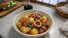 レンジ下ごしらえで時短：イカの旨味がしみる「イカとじゃがいもの煮物」