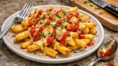 市販ポテトがごちそうに：ケチャップ×チーズのトースター焼き（材料4つ）