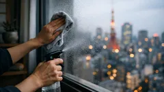 窓ガラス1枚が約10分で終わる、スジを残さない掃除手順
