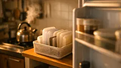 保存容器の収納が一瞬で整う、ブックエンドで「立てる仕切り」術