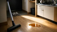 セリアのラバーほうきが神だった、こぼした飲み物は拭く前に“集めて捨てる”