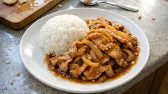 定食屋さんみたいな甘めの豚の生姜焼き—漬けて焼くだけで味しみ