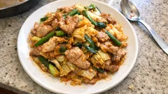 レンジ下ごしらえで時短&べちゃつかない!白菜ねぎたっぷり豚キムチ炒め