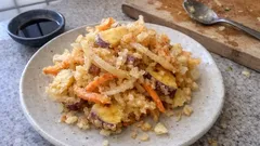 天ぷら粉で失敗しにくい、さつまいも入り野菜かき揚げの作り方（サクッと軽い）