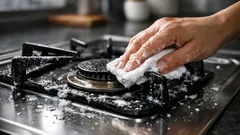 コンロの油汚れをラクに落とす方法 五徳と天板は重曹と中性洗剤で使い分け