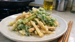 若ごぼうの天ぷら—部位別の下ごしらえで、香り立つサクサク軽い仕上がりに