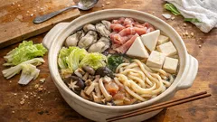 牡蠣は最後に入れてふっくら。豚しゃぶ&はんぺんとうどんで主食いらずの寄せ鍋