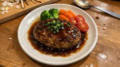 ごぼうのシャキシャキが決め手:甘辛しょうゆだれの和風ハンバーグ