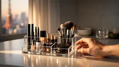 朝のメイクが1分早くなるコスメ収納術、探さない配置の作り方