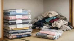 ダイソーのコミック用収納袋が子供服に神フィット、110円でサイズ別にスッキリ