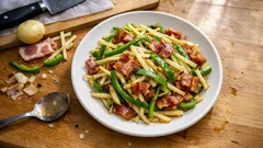 切って炒めるだけ:じゃがいも×ベーコン×ピーマンの中華風さっと炒め(お弁当にも)